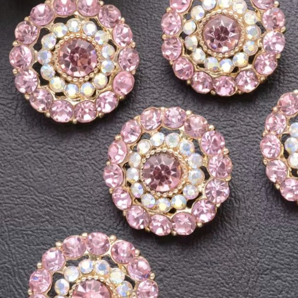 BLINGKNAPP  Rosa/Klar 21mm